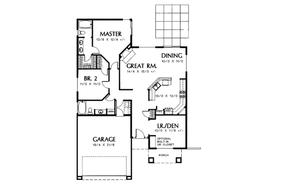 Floor Plan - Main Floor for Bungalow House Plan #48-730 - 2 bed, 2 bath