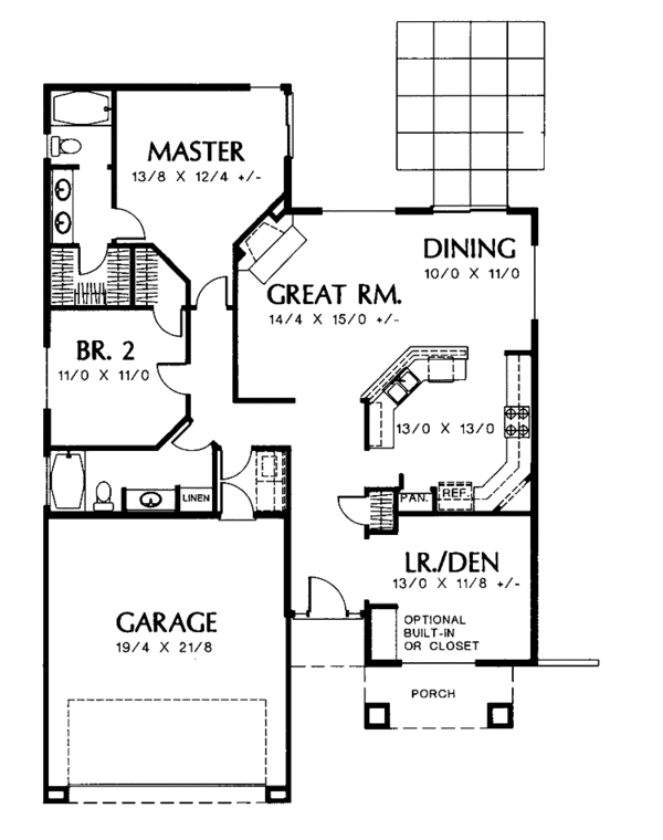 Architectural House Design - Bungalow Floor Plan - Main Floor Plan #48-730