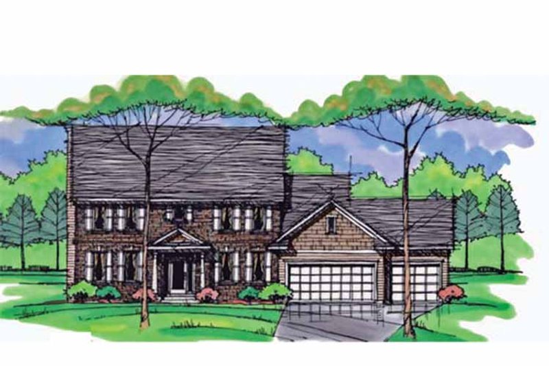 House Blueprint - Exterior - Front Elevation 3 for Colonial House Plan #51-1009 - 4 bed, 2.5 bath