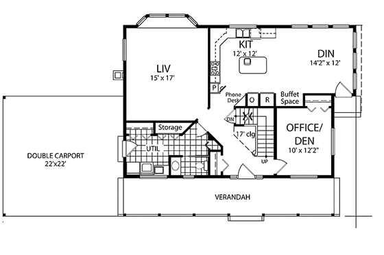 Floor Plan - Main Floor for Country House Plan #118-153 - 3 bed, 2.5 bath