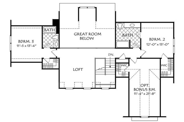 Architectural House Design - Colonial Floor Plan - Upper Floor Plan #927-969