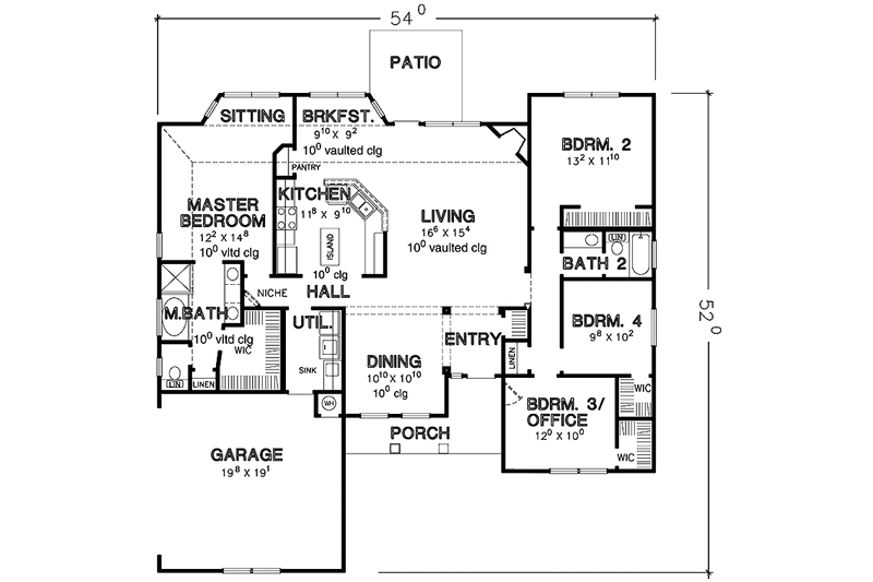 Home Plan - Floor Plan - Main Floor for Country House Plan #472-397 - 4 bed, 2 bath