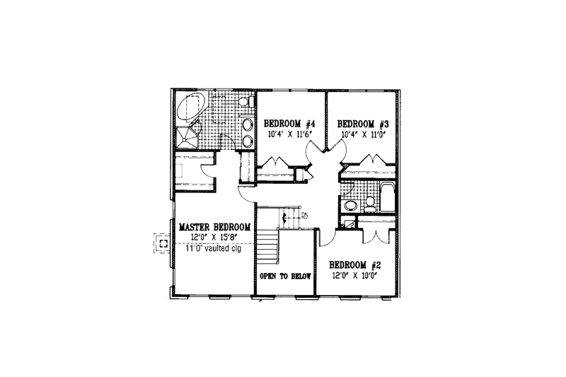 House Blueprint - Floor Plan - Upper Floor for Country House Plan #953-23 - 4 bed, 2.5 bath
