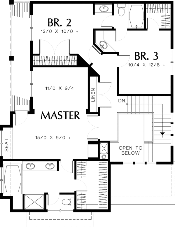 Architectural House Design - Craftsman Floor Plan - Upper Floor Plan #48-782