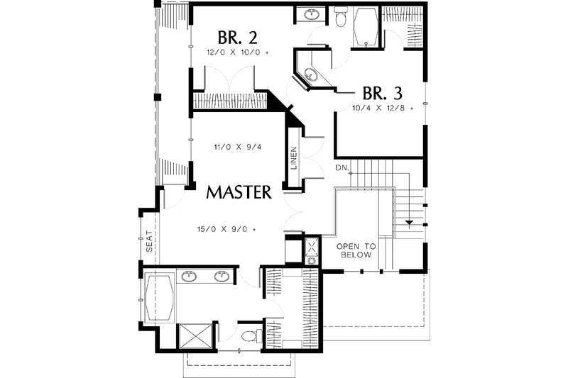 Home Plan - Floor Plan - Upper Floor for Craftsman House Plan #48-782 - 3 bed, 2.5 bath