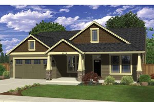 Exterior - Front Elevation 3 for Ranch House Plan #943-32 - 4 bed, 2 bath