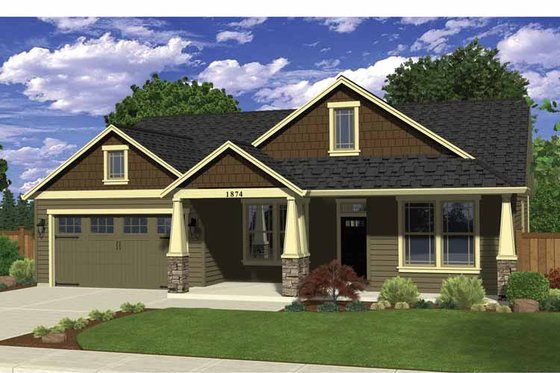 Exterior - Front Elevation 3 for Ranch House Plan #943-32 - 4 bed, 2 bath