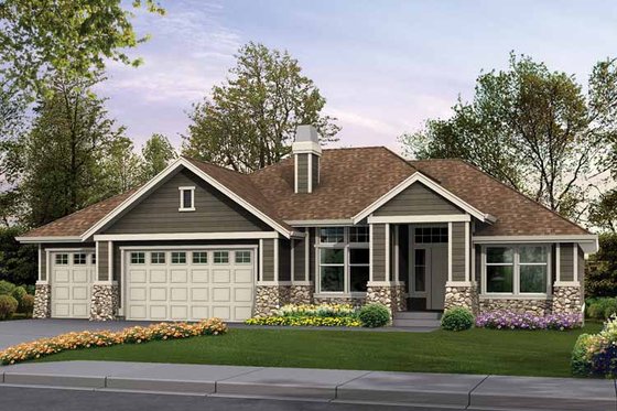 Exterior - Front Elevation 3 for Craftsman House Plan #132-340 - 4 bed, 3.5 bath