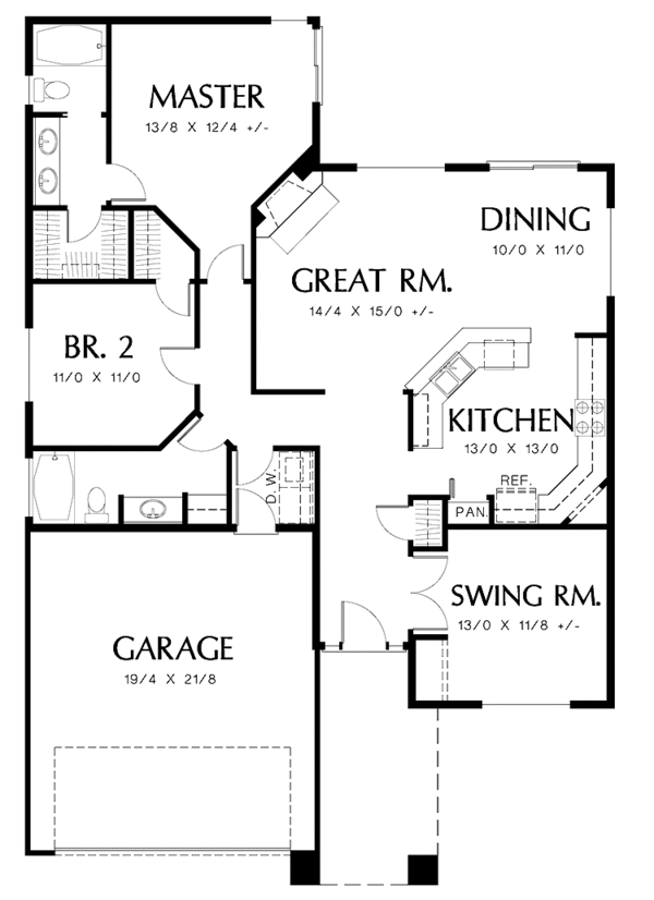 House Plan Design - Ranch Floor Plan - Main Floor Plan #48-728