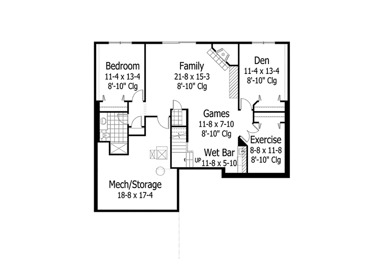 Home Plan - Floor Plan - Lower Floor for Ranch House Plan #51-1102 - 3 bed, 2.5 bath