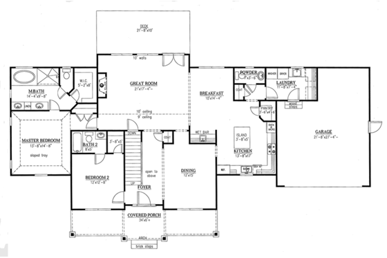 Floor Plan - Main Floor for Farmhouse House Plan #437-78 - 4 bed, 3.5 bath