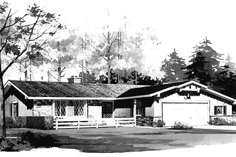 Architectural House Design - Ranch Exterior - Front Elevation Plan #72-650