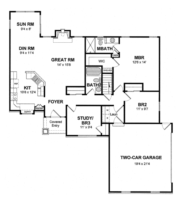 House Plan Design - European Floor Plan - Main Floor Plan #316-256