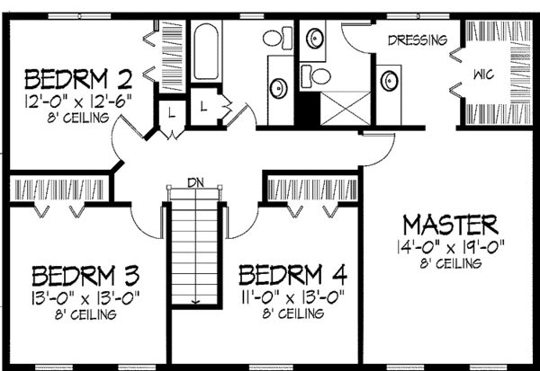 House Plan Design - Colonial Floor Plan - Upper Floor Plan #51-849