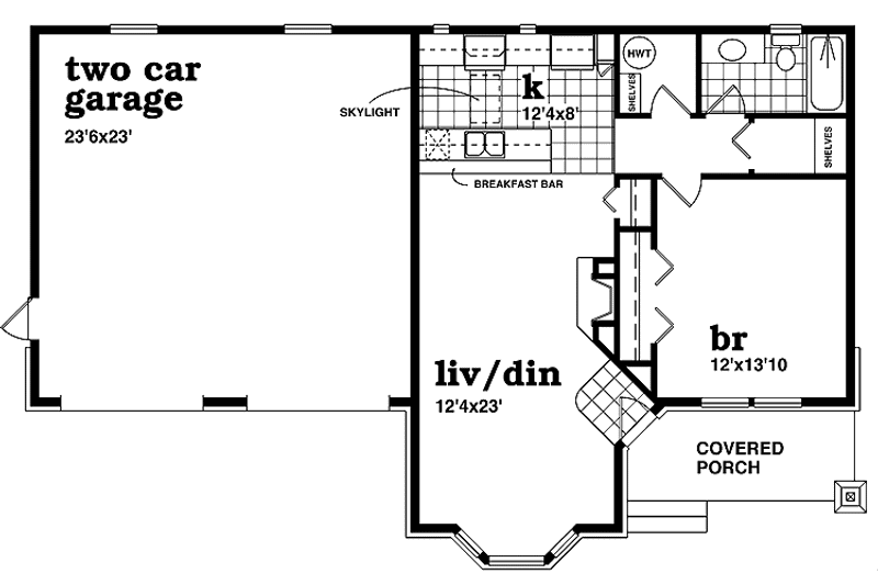 Home Plan - Floor Plan - Main Floor for Prairie House Plan #47-1086 - 1 bed, 1 bath