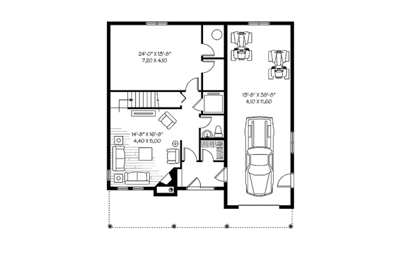 Floor Plan - Lower Floor for European House Plan #23-2423 - 3 bed, 2.5 bath