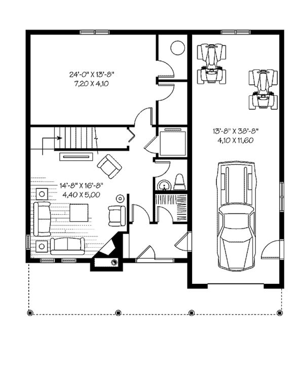 House Design - European Floor Plan - Lower Floor Plan #23-2423