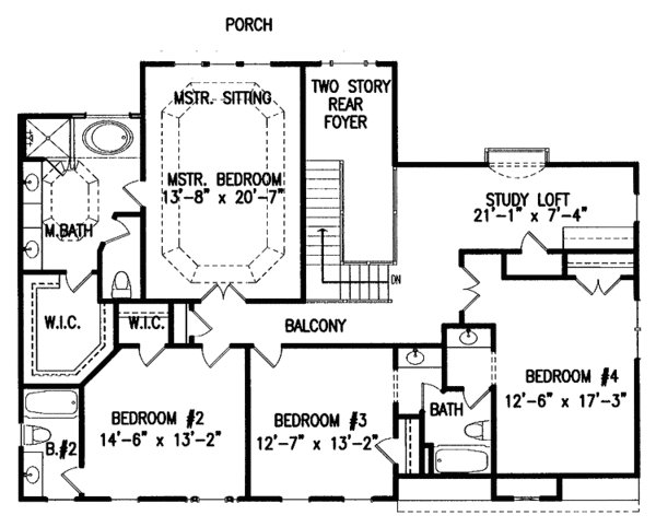 Dream House Plan - Classical Floor Plan - Upper Floor Plan #54-215