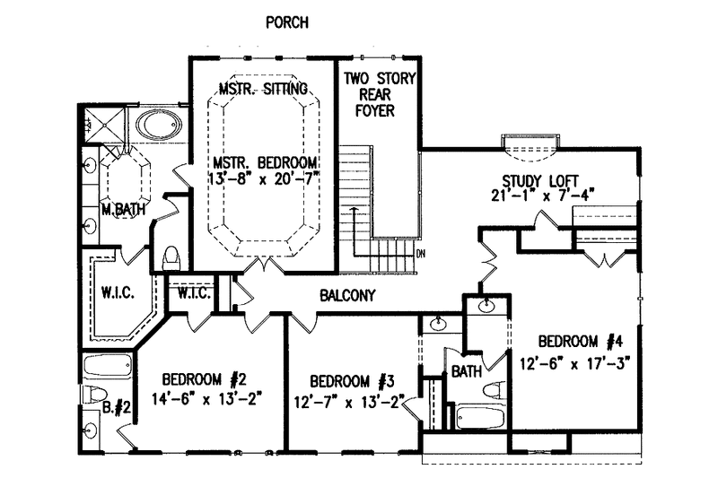 Dream House Plan - Floor Plan - Upper Floor for Classical House Plan #54-215 - 4 bed, 3.5 bath