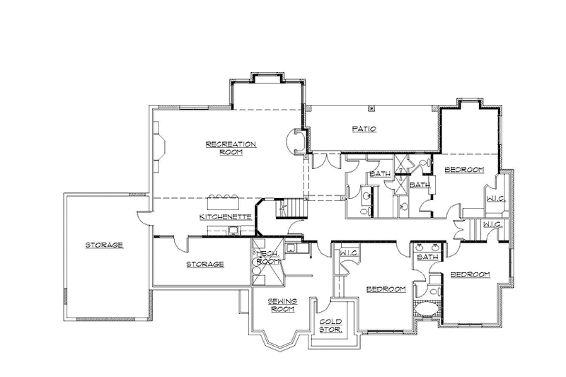 Home Plan - Floor Plan - Lower Floor for Traditional House Plan #945-115 - 2 bed, 2.5 bath