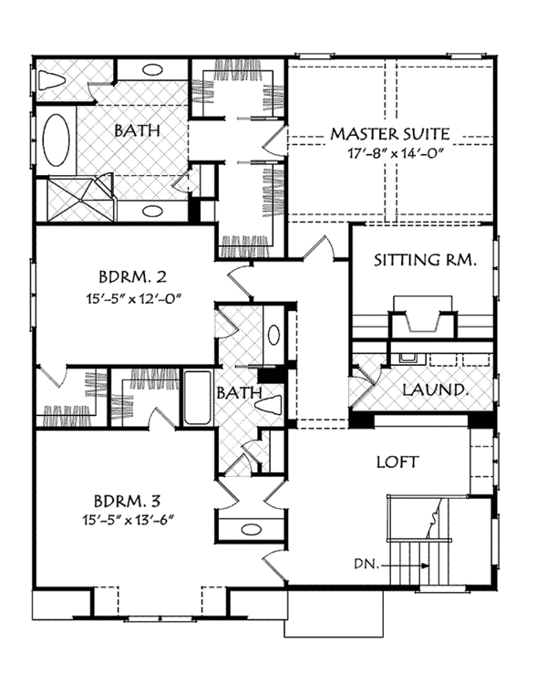 Dream House Plan - Traditional Floor Plan - Upper Floor Plan #927-538