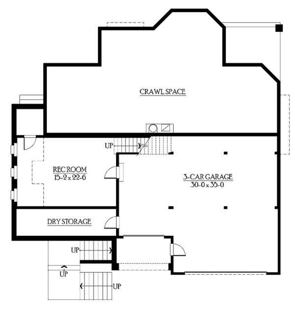 Architectural House Design - Craftsman Floor Plan - Lower Floor Plan #132-248