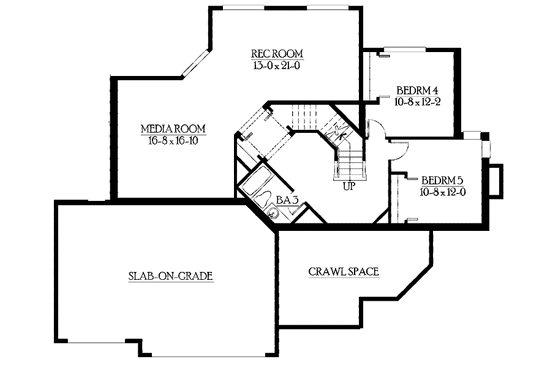 Floor Plan - Lower Floor for Craftsman House Plan #132-392 - 5 bed, 3.5 bath