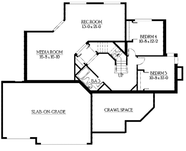 House Blueprint - Craftsman Floor Plan - Lower Floor Plan #132-392