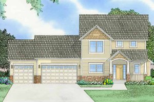 House Blueprint - Prairie Exterior - Front Elevation Plan #981-12