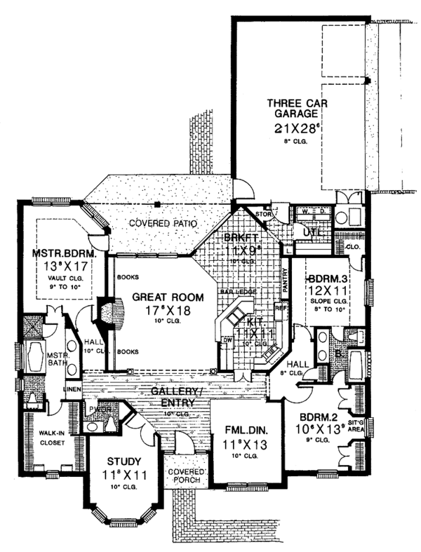 House Design - Country Floor Plan - Main Floor Plan #310-1166