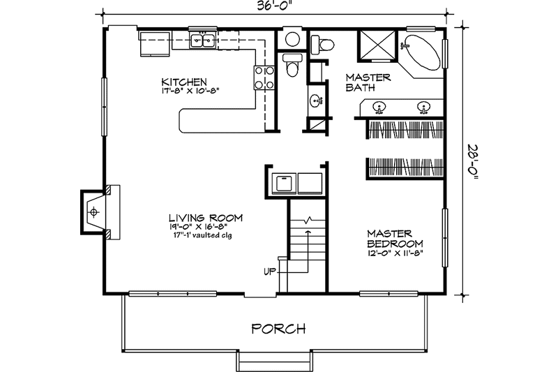 Architectural House Design - Floor Plan - Main Floor for Country House Plan #140-175 - 3 bed, 2.5 bath