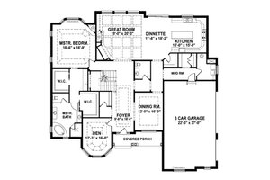 Floor Plan - Main Floor for European House Plan #1057-2 - 4 bed, 3.5 bath