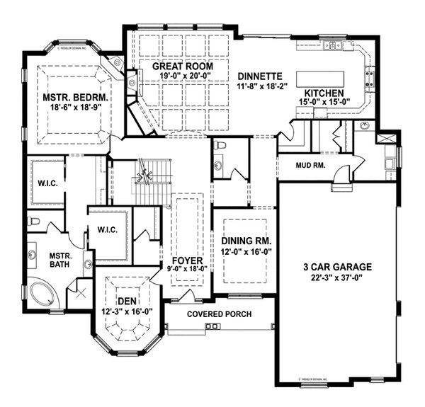Architectural House Design - European Floor Plan - Main Floor Plan #1057-2