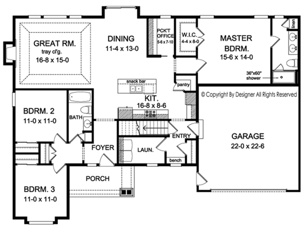 House Blueprint - Ranch Floor Plan - Main Floor Plan #1010-189