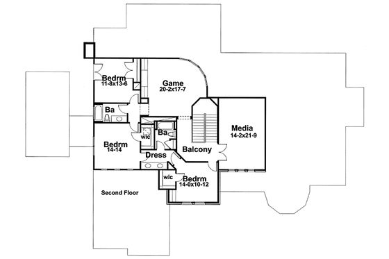 Floor Plan - Upper Floor for Mediterranean House Plan #120-215 - 4 bed, 3.5 bath