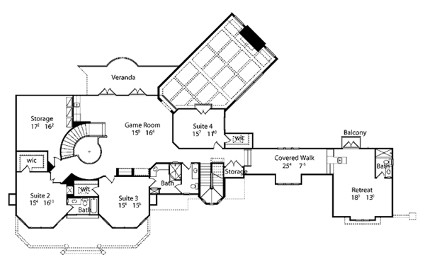 Dream House Plan - Mediterranean Floor Plan - Upper Floor Plan #417-557