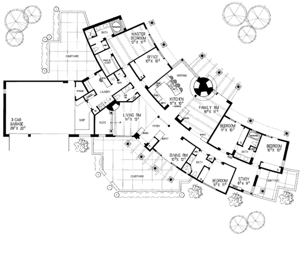 Architectural House Design - Adobe / Southwestern Floor Plan - Main Floor Plan #72-844