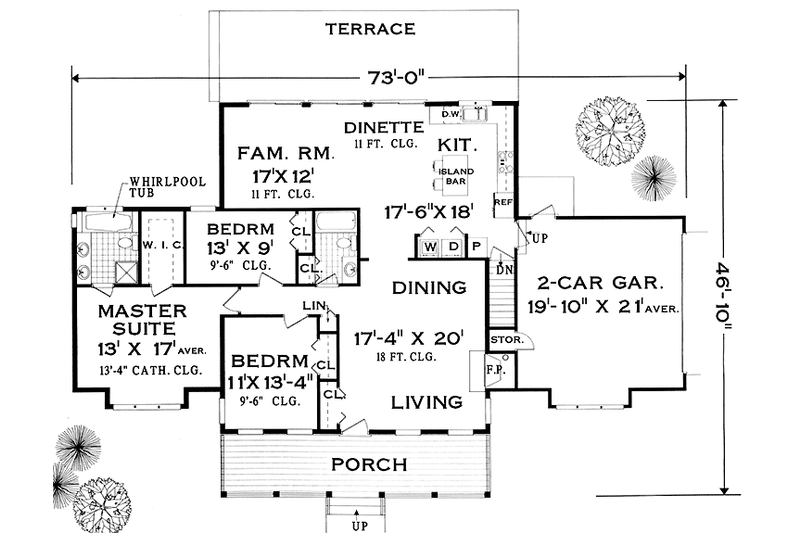Architectural House Design - Floor Plan - Main Floor for Classical House Plan #3-287 - 3 bed, 2 bath