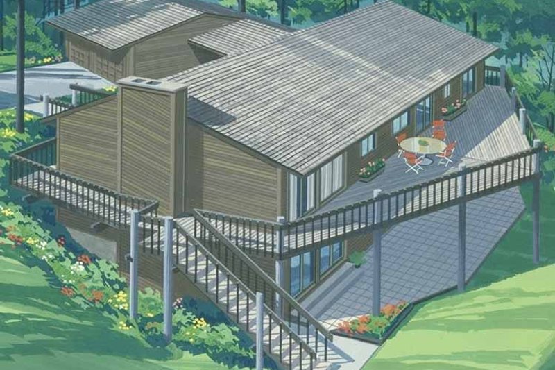 Dream House Plan - Exterior - Rear Elevation for Prairie House Plan #320-1337 - 3 bed, 2 bath