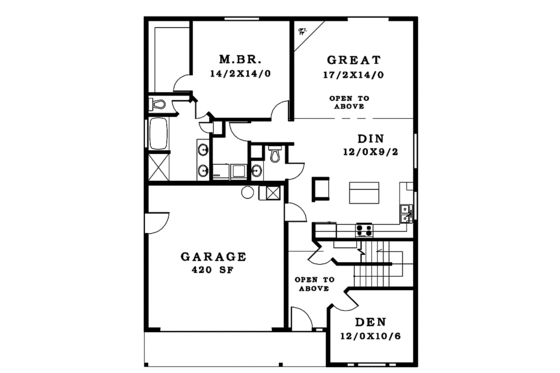 Floor Plan - Main Floor for Craftsman House Plan #943-4 - 4 bed, 2.5 bath