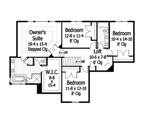 House Plan Design - Traditional Floor Plan - Upper Floor Plan #51-1083