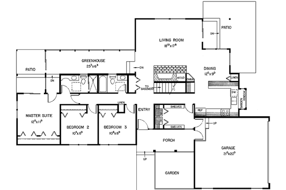 Floor Plan - Main Floor for Contemporary House Plan #60-947 - 3 bed, 2 bath