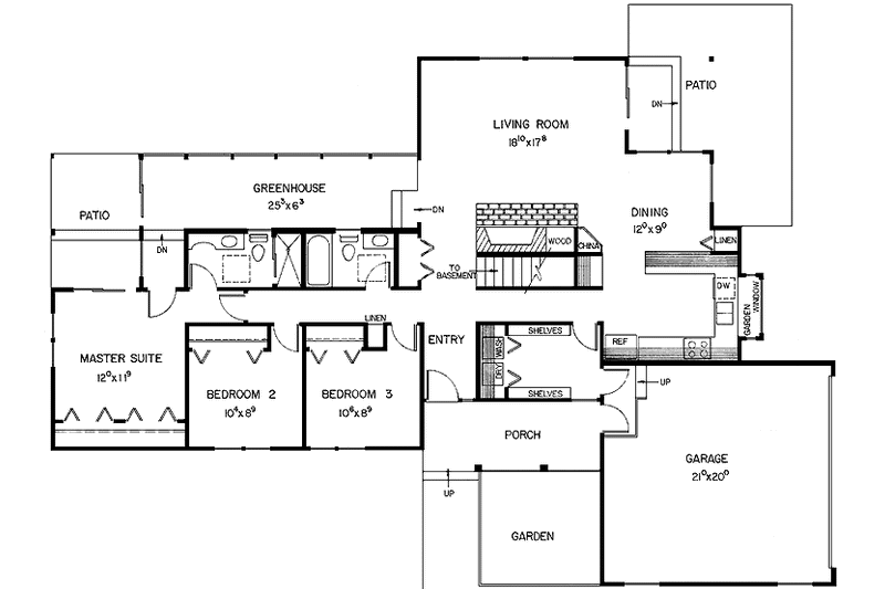 Dream House Plan - Floor Plan - Main Floor for Contemporary House Plan #60-947 - 3 bed, 2 bath