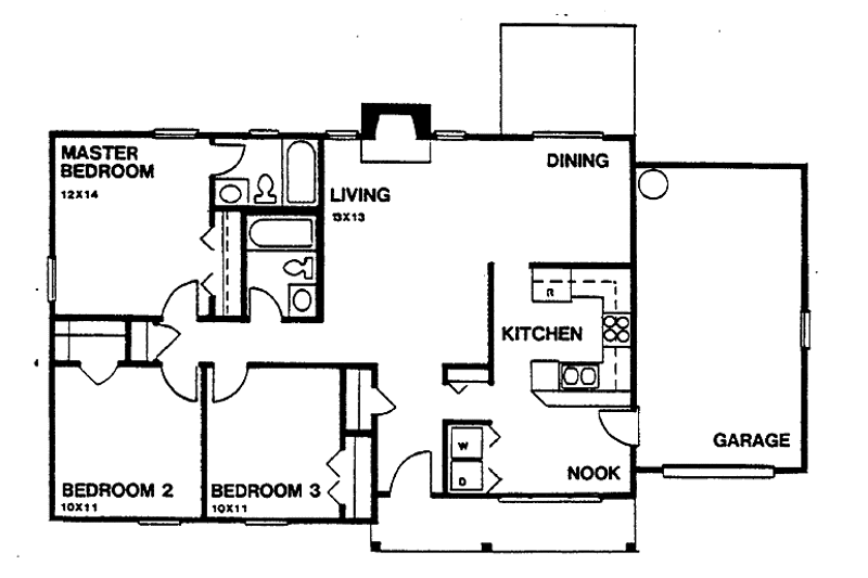 Home Plan - Floor Plan - Main Floor for Ranch House Plan #30-232 - 3 bed, 2 bath