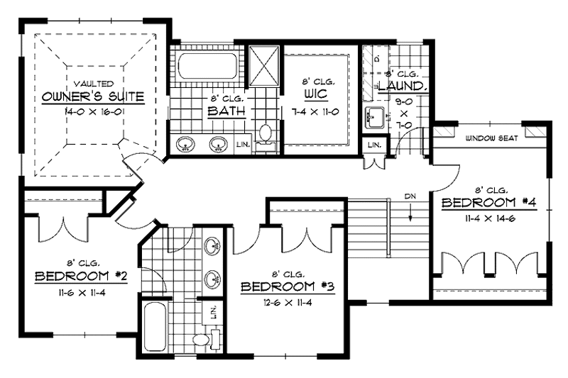 Dream House Plan - Floor Plan - Upper Floor for European House Plan #51-627 - 4 bed, 2.5 bath