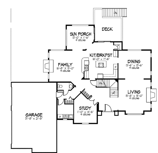 Home Plan - Colonial Floor Plan - Main Floor Plan #320-885