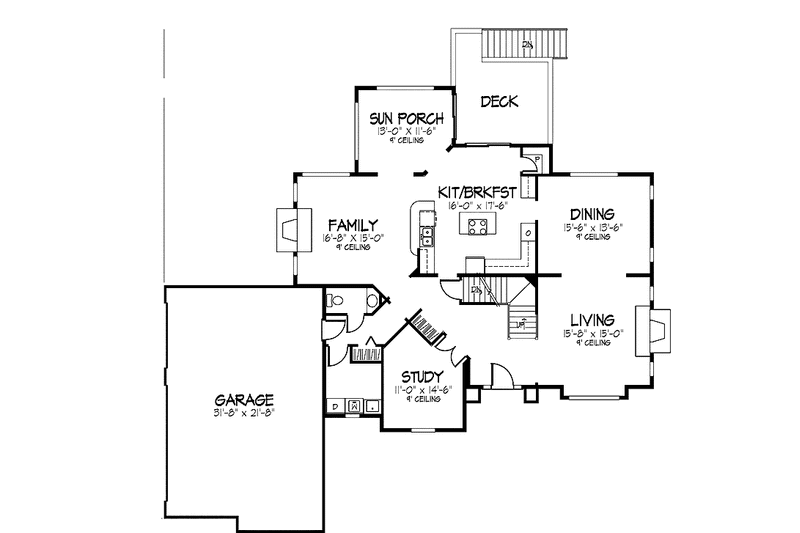 Dream House Plan - Floor Plan - Main Floor for Colonial House Plan #320-885 - 4 bed, 2.5 bath