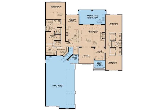 Floor Plan - Main Floor for European House Plan #17-3398 - 3 bed, 2.5 bath