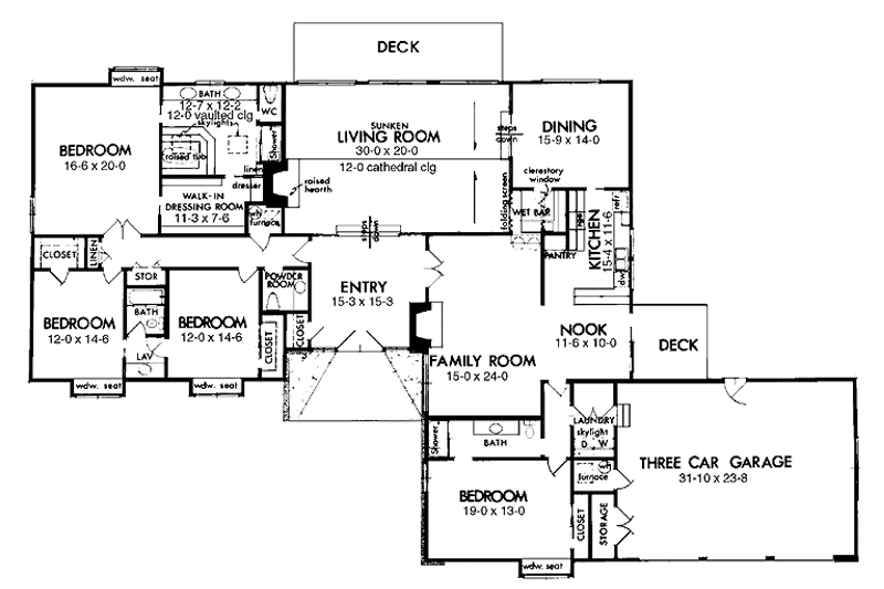 Dream House Plan - Floor Plan - Main Floor for Ranch House Plan #320-794 - 4 bed, 3.5 bath