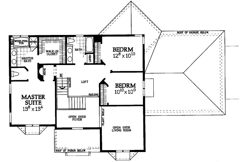 Home Plan - Floor Plan - Upper Floor for Country House Plan #72-1100 - 3 bed, 2.5 bath